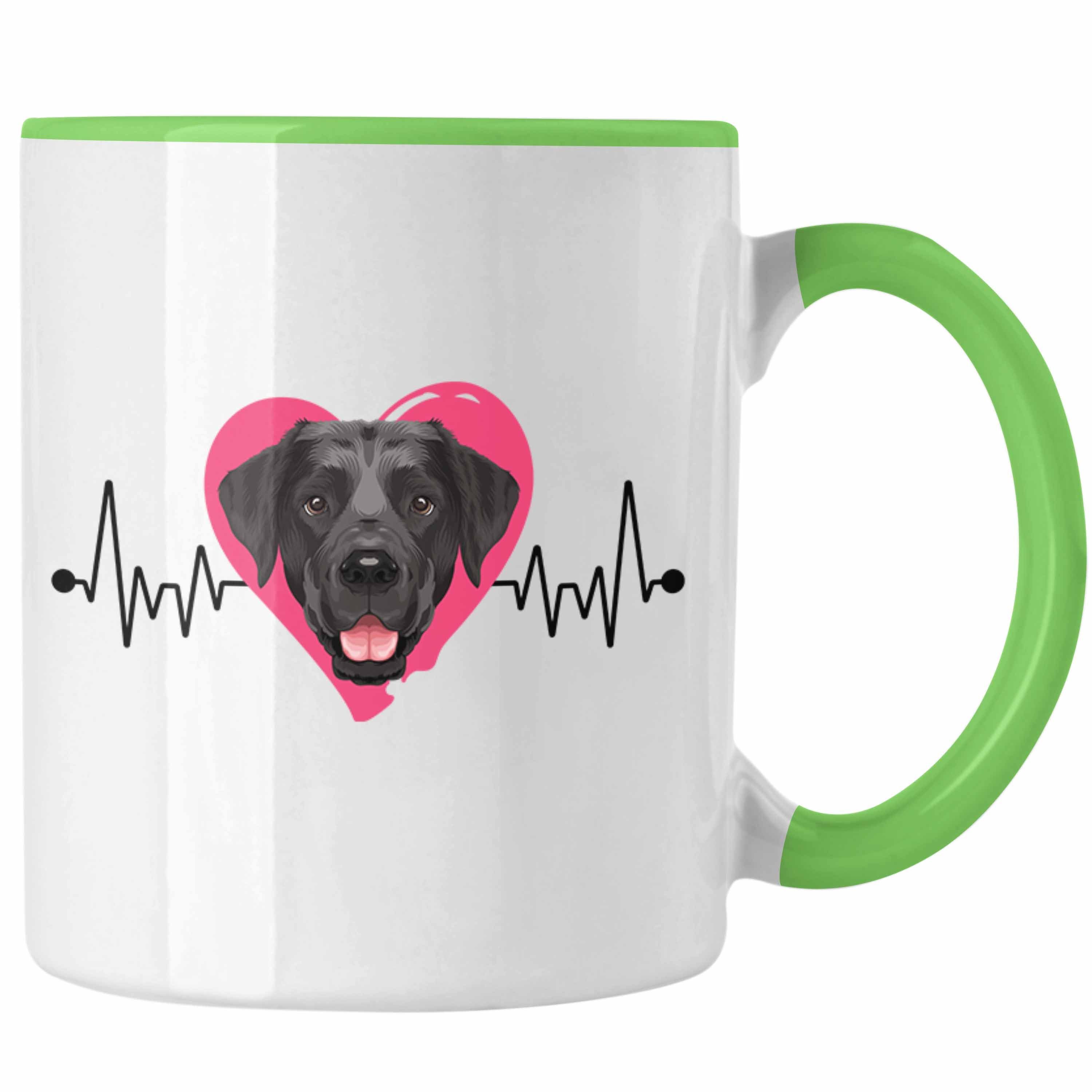 Trendation Tasse Geschenk Geschenkidee Spruch Grün Tasse Besitzer Lustiger Herzschl Labrador