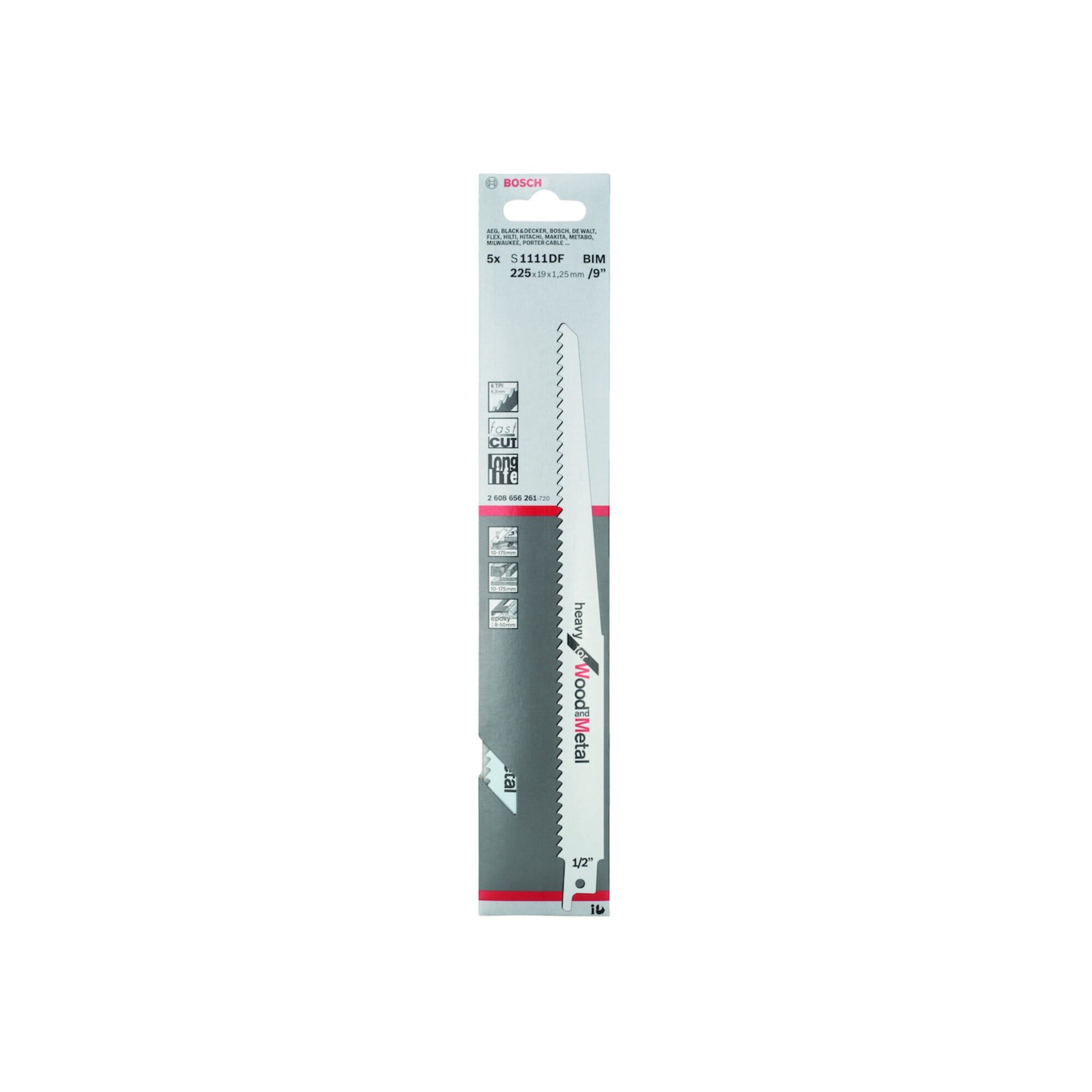 Bosch Professional Säbelsägeblatt Bosch Säbelsägeblatt S 1111 DF VE à 5 Stück Heavy for Wood and Metal
