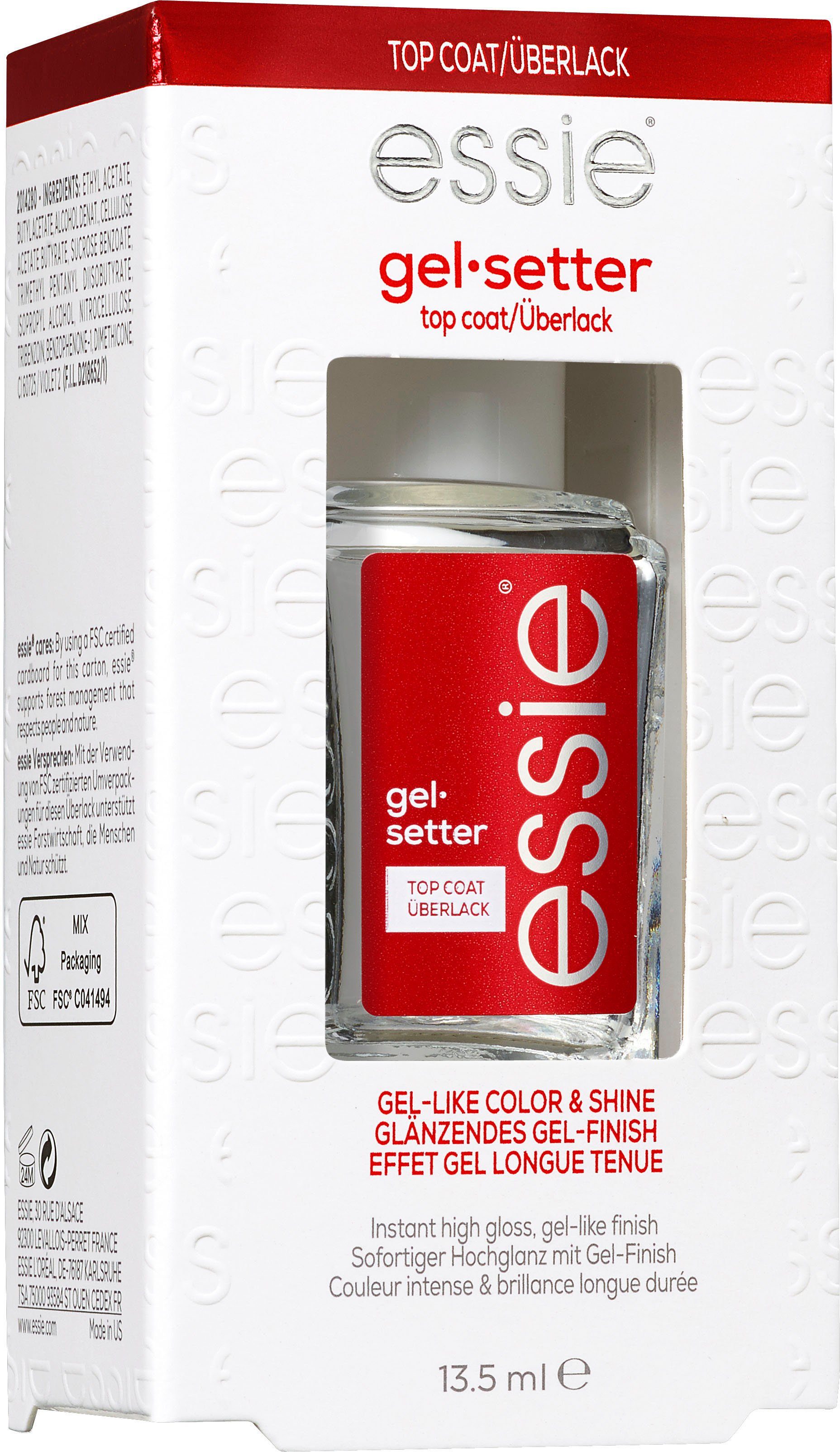 essie Überlack GEL SETTER, mit leuchtendem Finish in angesagter Gel-Optik