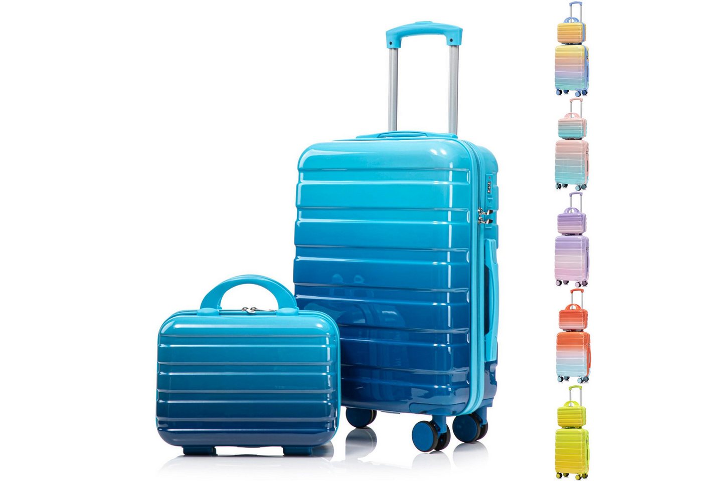 LVHOM Hartschalen-Trolley Handgepäck-Trolley&Koffer 2/4-St.14"/20"/24"/28", leise Rädern für Tour, Geschäftstrip, Familienurlaub, längere Erkundungen, Flughafentransfers