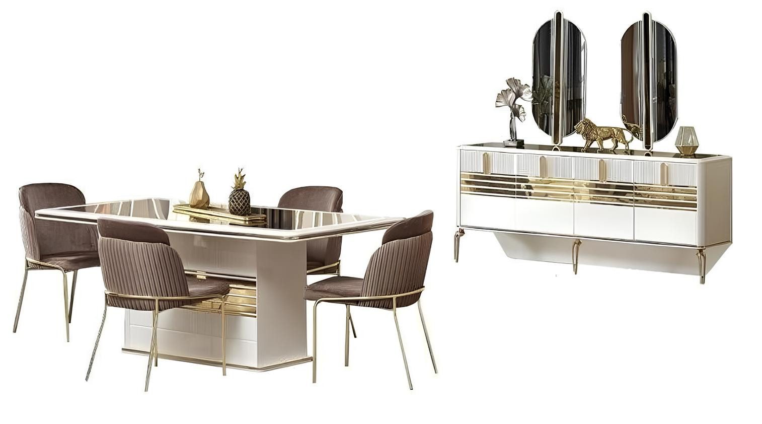 Esszimmer-Set Elegantes Esszimmer Set mit Esstisch, Stühlen und Konsole