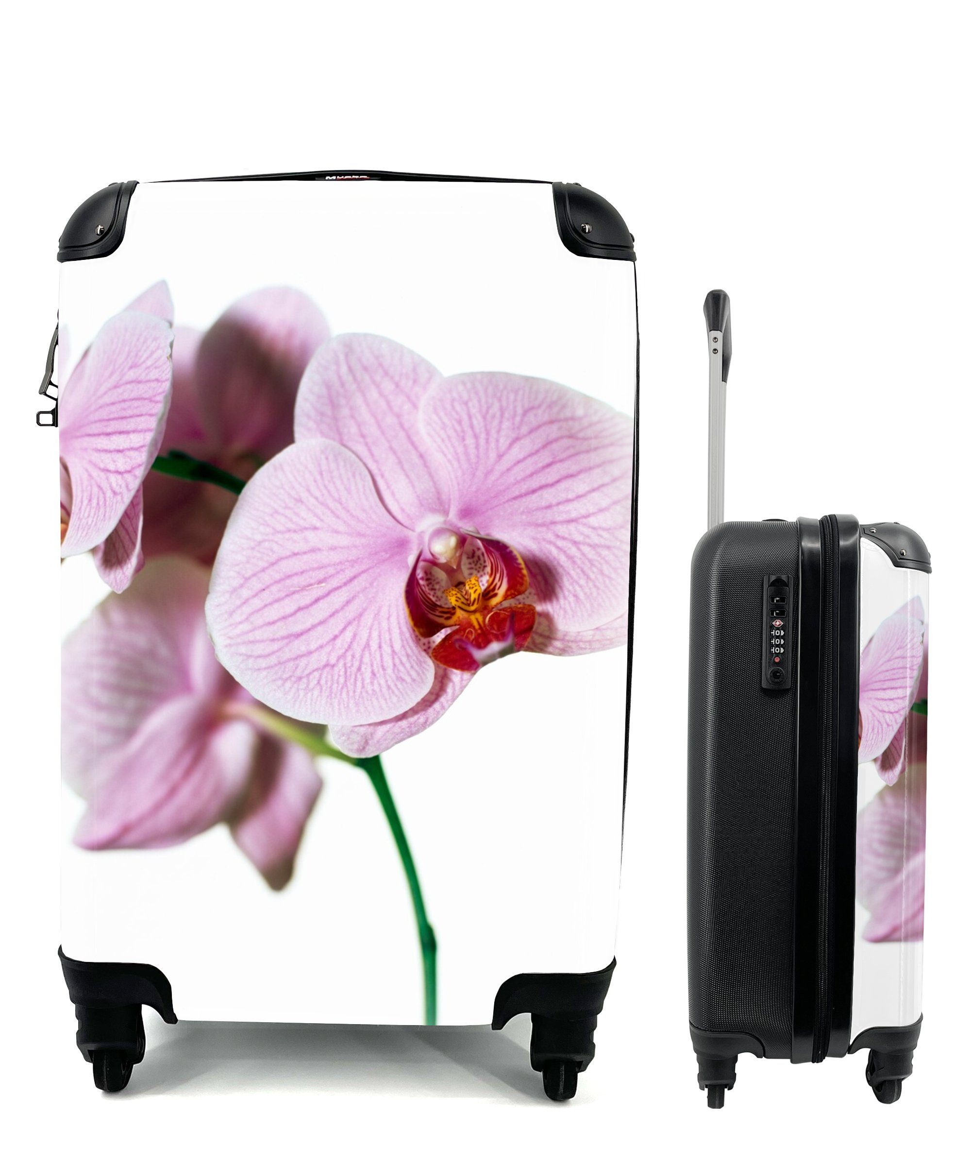 MuchoWow Handgepäckkoffer Rosa Orchideenblüte, 4 Rollen, Reisetasche mit rollen, Handgepäck für Ferien, Trolley, Reisekoffer