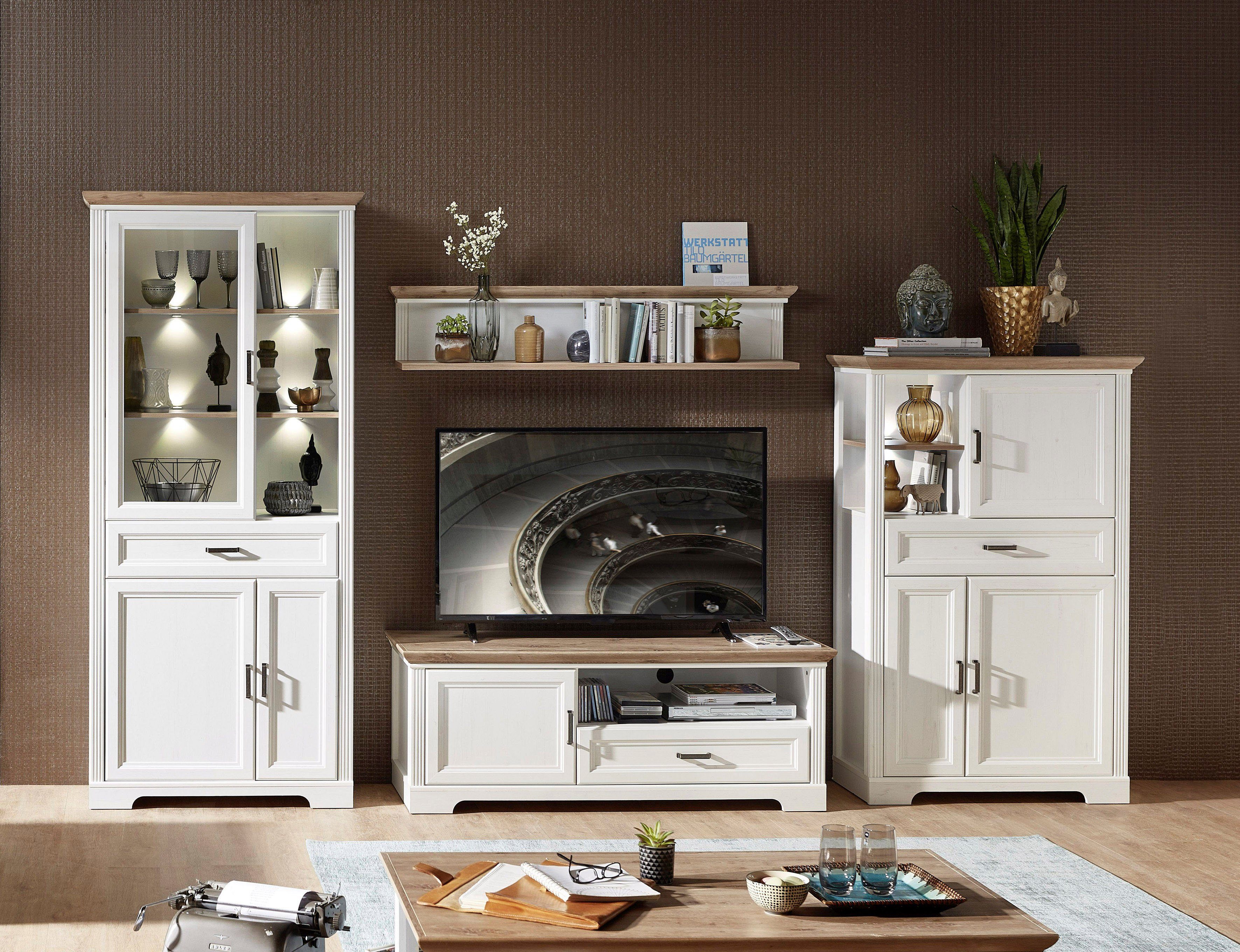 Innostyle Wohnwand Jasmin, (Set, 4-St), inkl. LED-Beleuchtung, mit Soft-Close-Funktion
