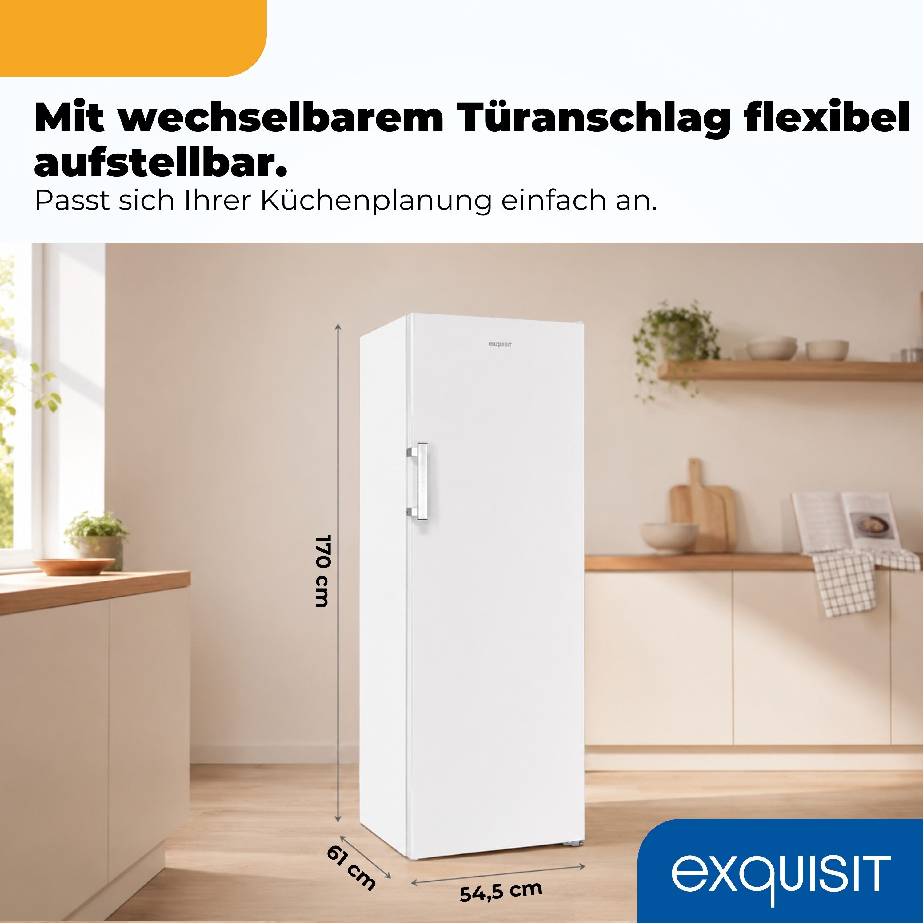 exquisit Gefrierschrank GS5271-NF-H-040C, 170 cm hoch, 54,5 cm breit, 204 l Nutzinhalt, 4 Gefrierschubladen, Energieklasse C, 39 dB