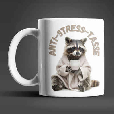 WS-Trend Tasse Waschbär Anti Stress Keramik Kaffeetasse Teetasse Geschenke, Keramik