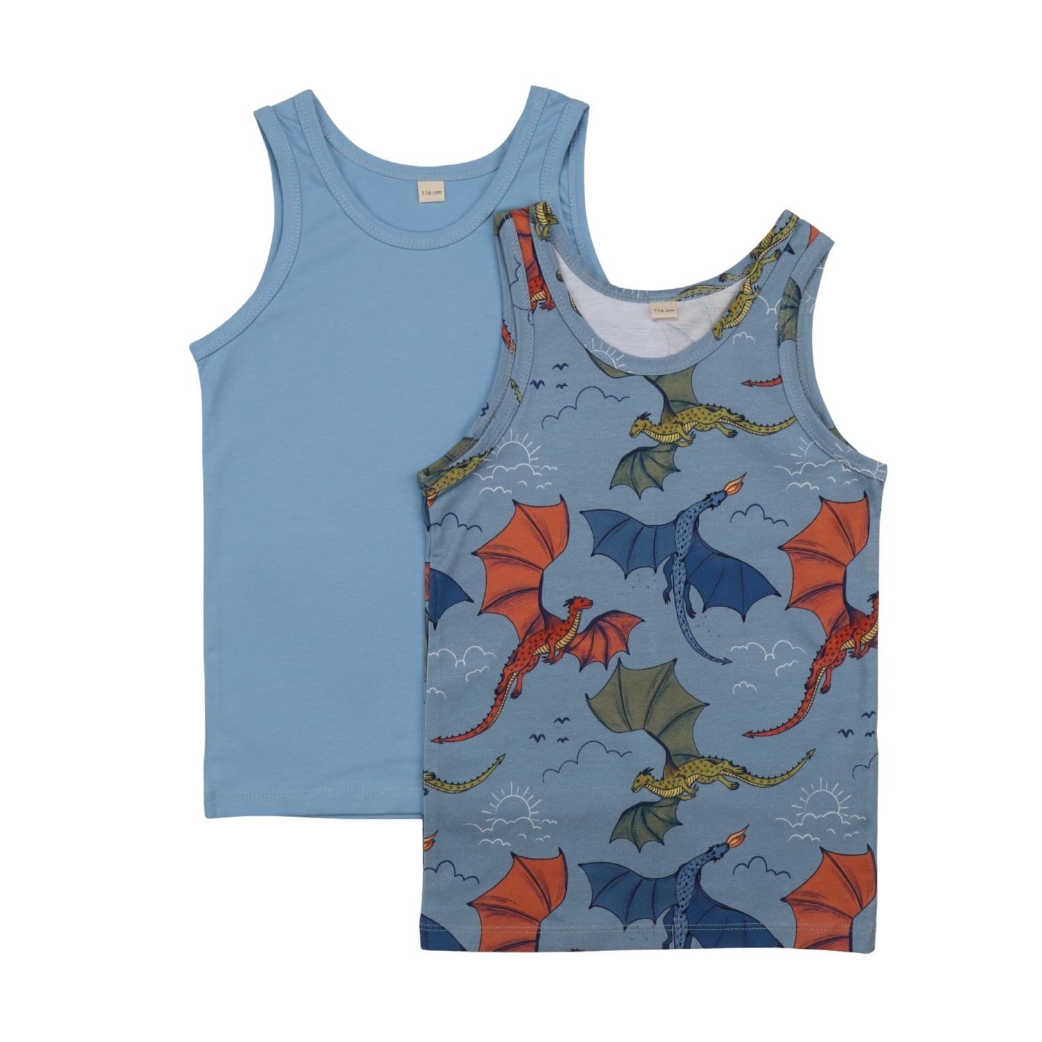Walkiddy Unterhemd Walkiddy Colorful Dragon Kinder Bio Baumwolle GOTS Blue