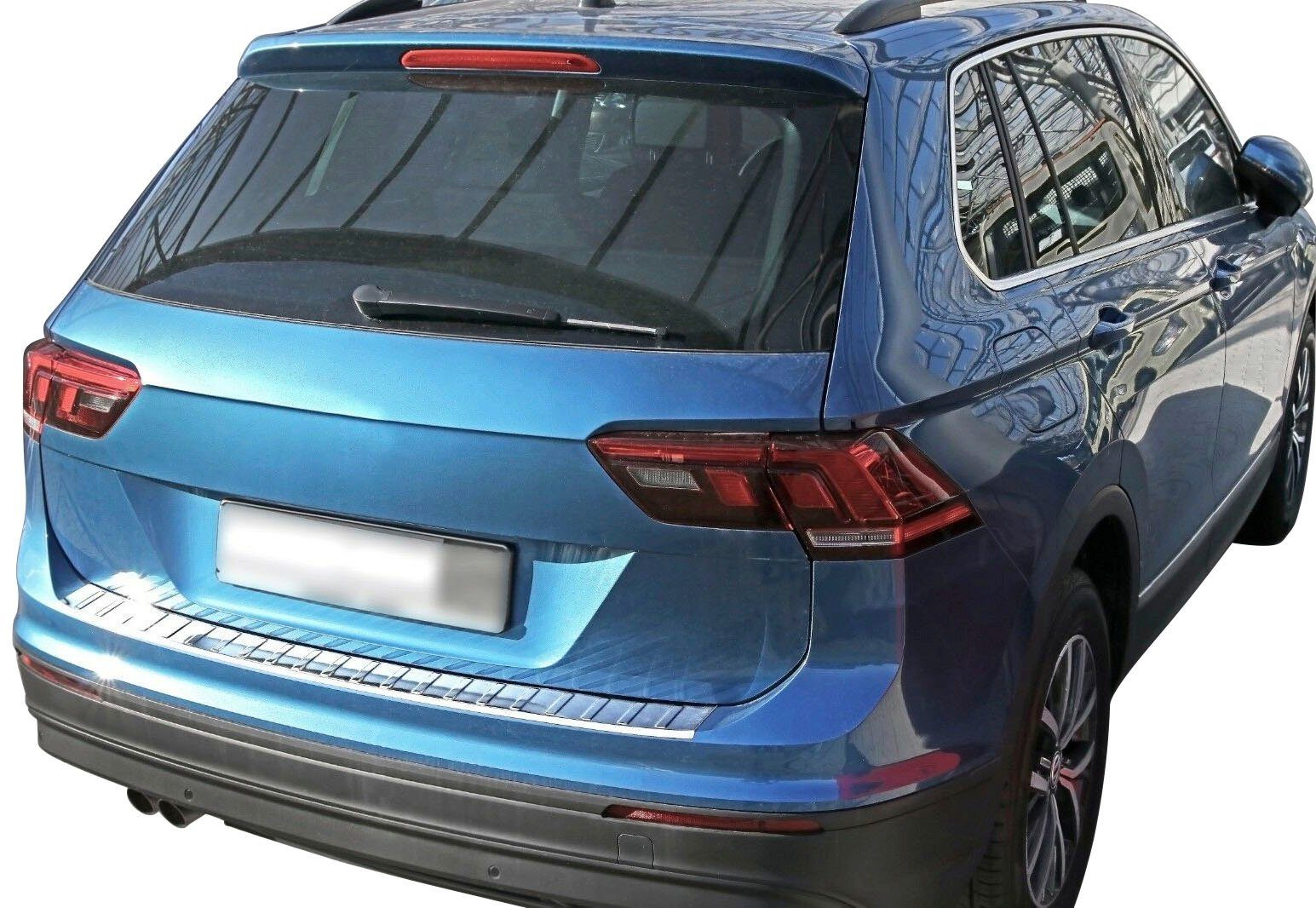 RECAMBO Ladekantenschutz, ab Zubehör ALLSPACE, TIGUAN poliert, VW II chrom und 2016, Abkantung mit Edelstahl für