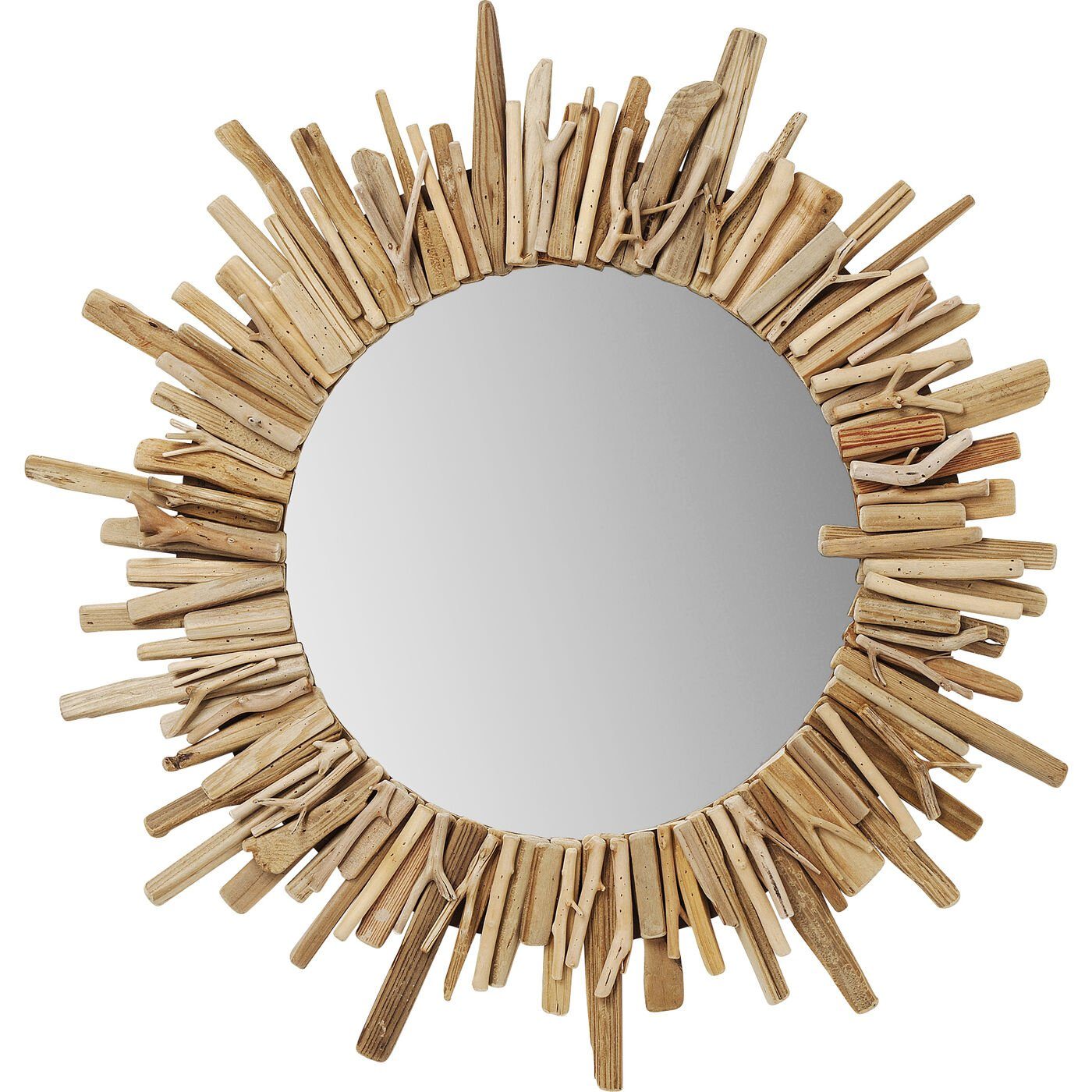 Kare Design Wandspiegel Legno, mit Massivholzrahmen, Ø82cm