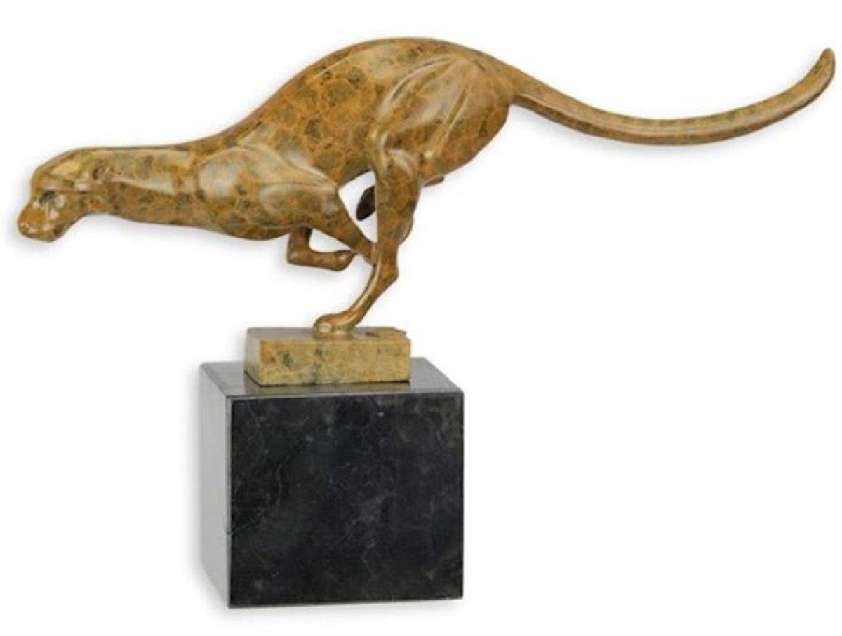 Dekofigur 30,6 Figur x 19,7 - Schwarz Deko Beige / - Puma Dekofigur Luxus Accessoires - Marmorsockel Tierfigur Padrino Bronze 7,5 mit Bronze H. Casa Skulptur x cm - Luxus