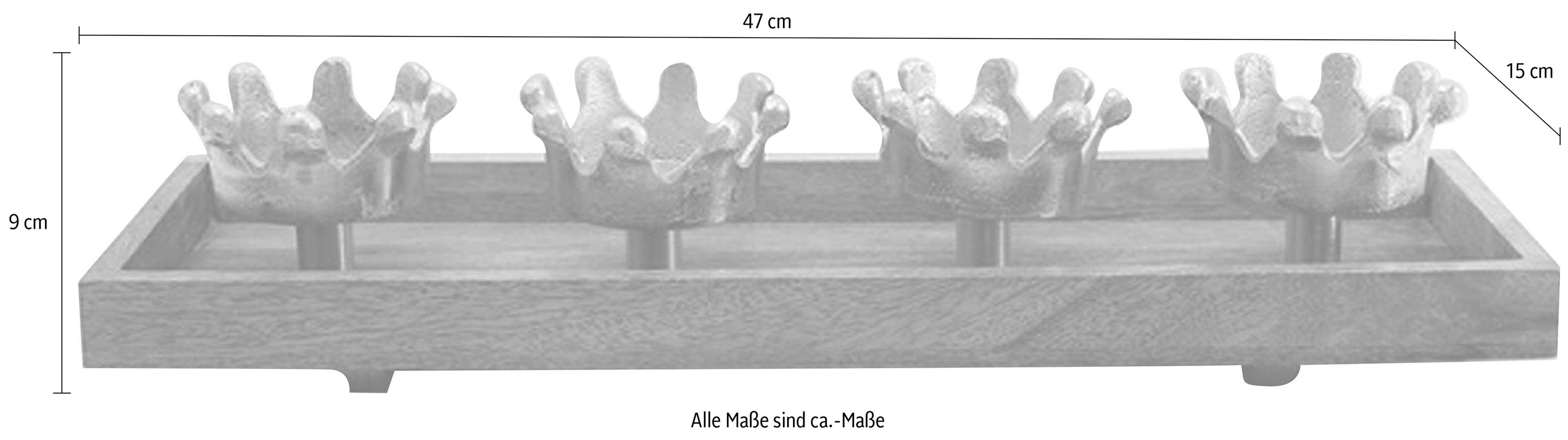 Home affaire Kerzenhalter mit St), cm (1 und Holz Krönchen Metall, Breite ca. liebevoll 47 Adventsleuchter aus gestalteten