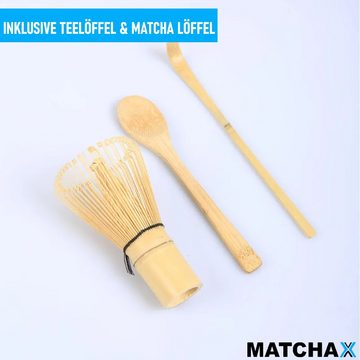 MAVURA Teelöffel MATCHAX Matcha Besten Set Teezeremonie Bambusbesen, Chasen Bambus Schneebesten Chashaku 3-teiliges Set