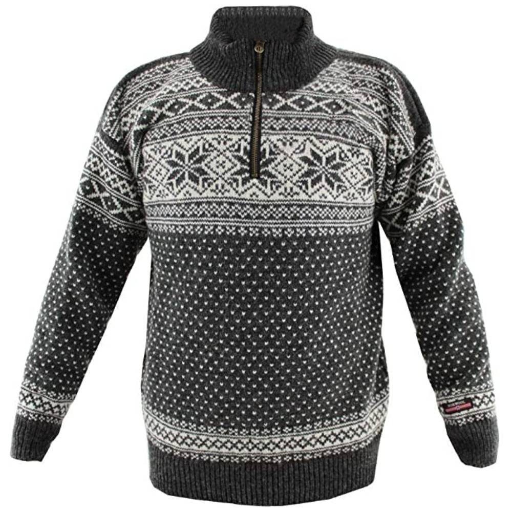 HomeOfSocks Норвезькі светри Пуловери In Norwegischem Strick Design 100% Wolle Rollkragenpullover Reißver Fleecekragen