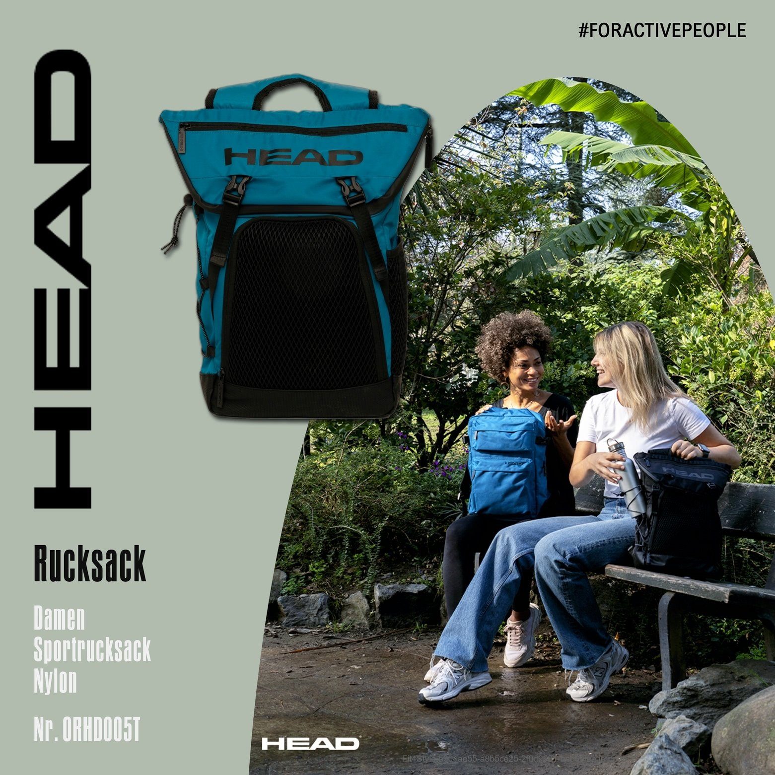 Head Sportrucksack Head Rucksack türkis Sportrucksack, Sportrucksack Nylon, Mesh, türkis ca. 24cm x ca. 44cm