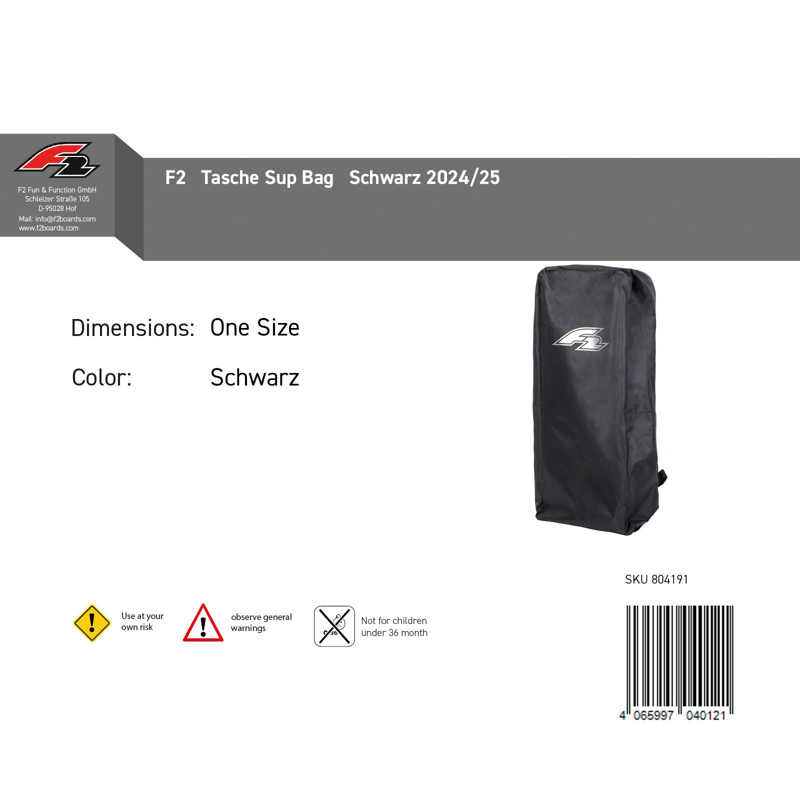 F2 Board Bag F2 Tasche Sup Bag Schwarz 2024/25 günstig online kaufen