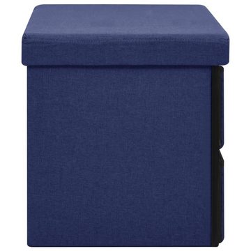 furnicato Truhenbank Faltbare Sitzbank mit Stauraum Blau 76x38x38 cm Leinenoptik