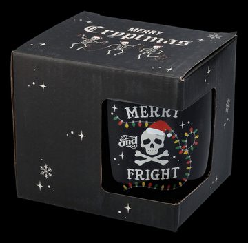 Figuren Shop GmbH Tasse Tasse Weihnachts-Totenkopf - Merry and Fright - Fantasy Gothic Weihnachten Dekoration, New Bone China