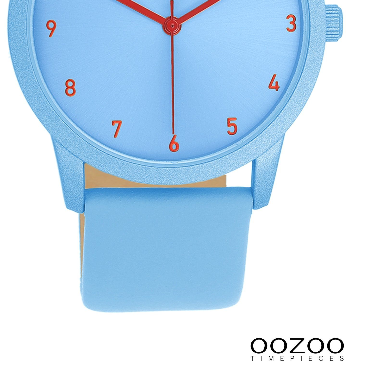 OOZOO Quarzuhr Oozoo Damen Armbanduhr Timepieces Analog, (Analoguhr), Damenuhr rund, mittel (ca. 38mm), Lederarmband blau, Fashion
