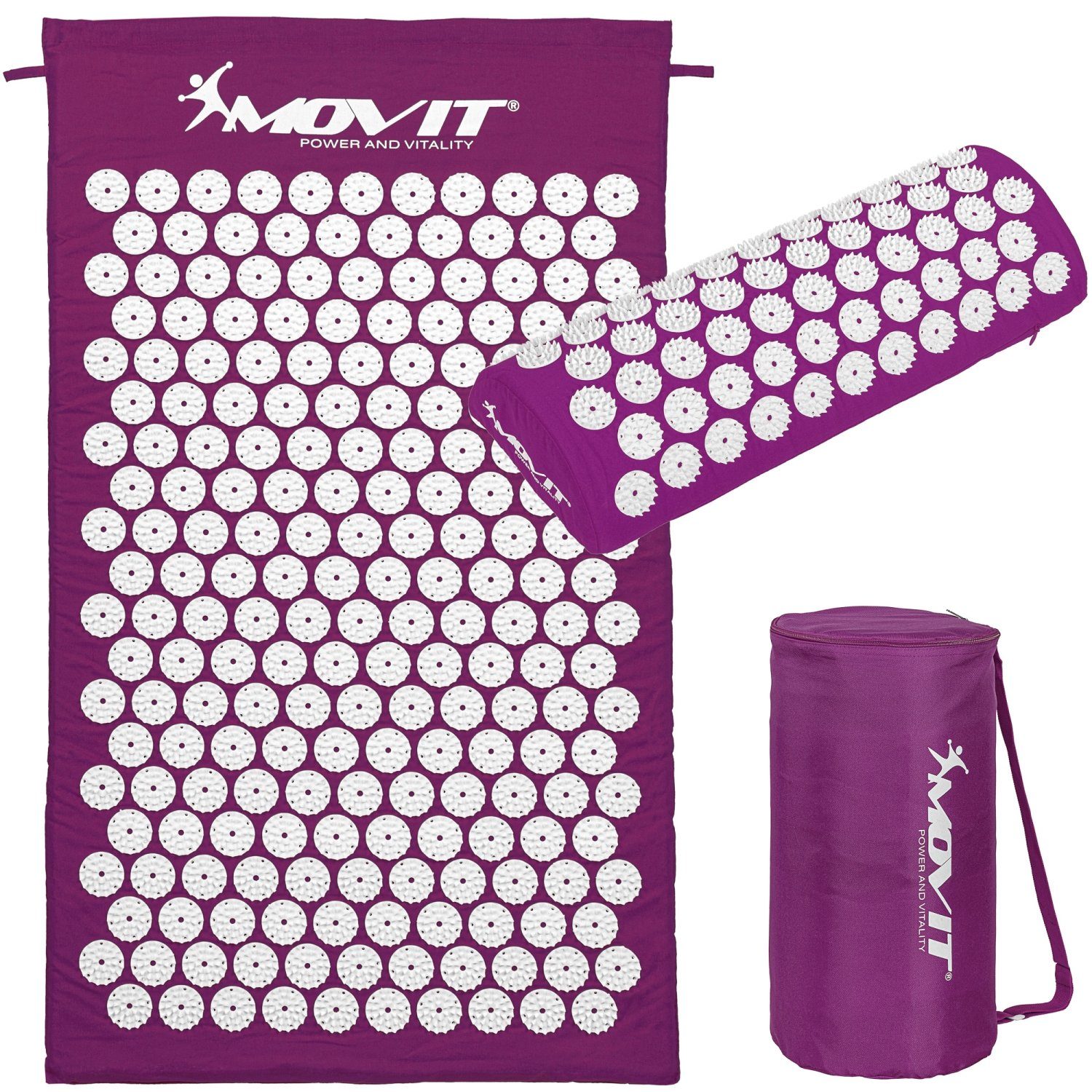 MOVIT Akupressurmatte Movit® Akupressur-Set Akupressurmatte inkl. Kissen (Set, 3 teiliges Set), 75 x 44 x 2,5cm oder 130 x 50 x 2,5cm, Bezug 100% Baumwolle, 10 Farben