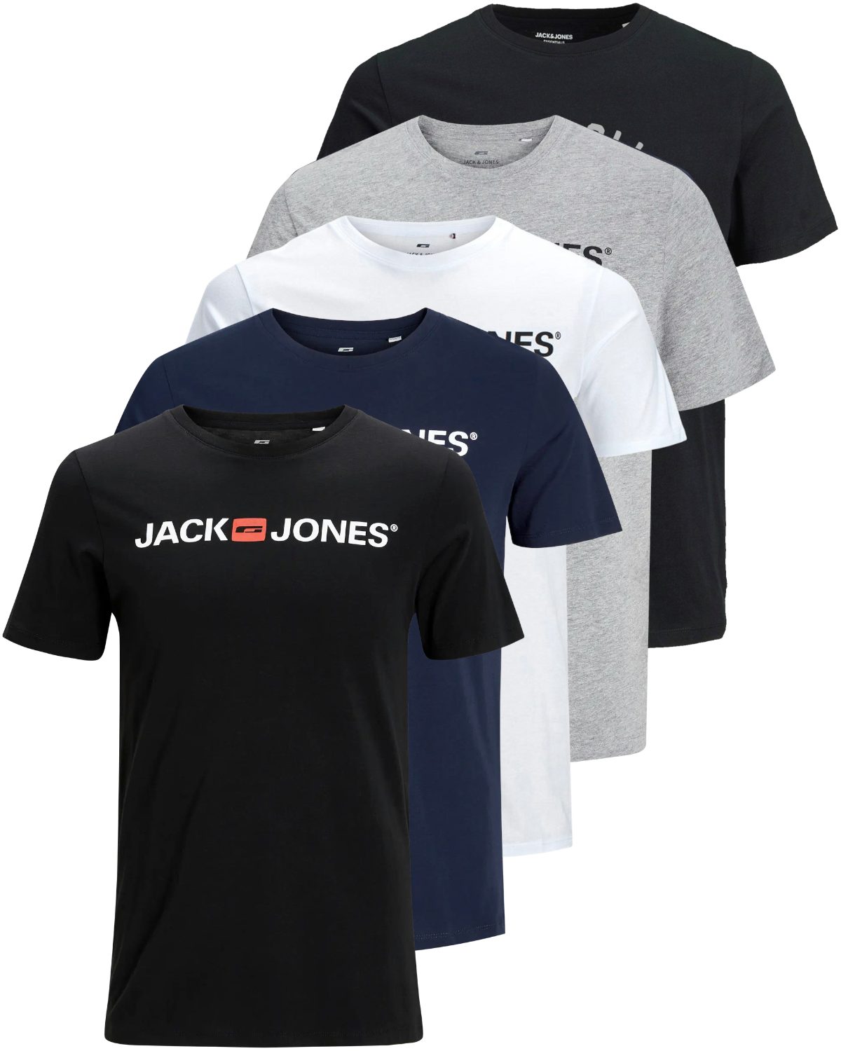 Jack & Jones Print-Shirt Bedrucktes T-Shirt aus Baumwolle (5er-Pack)