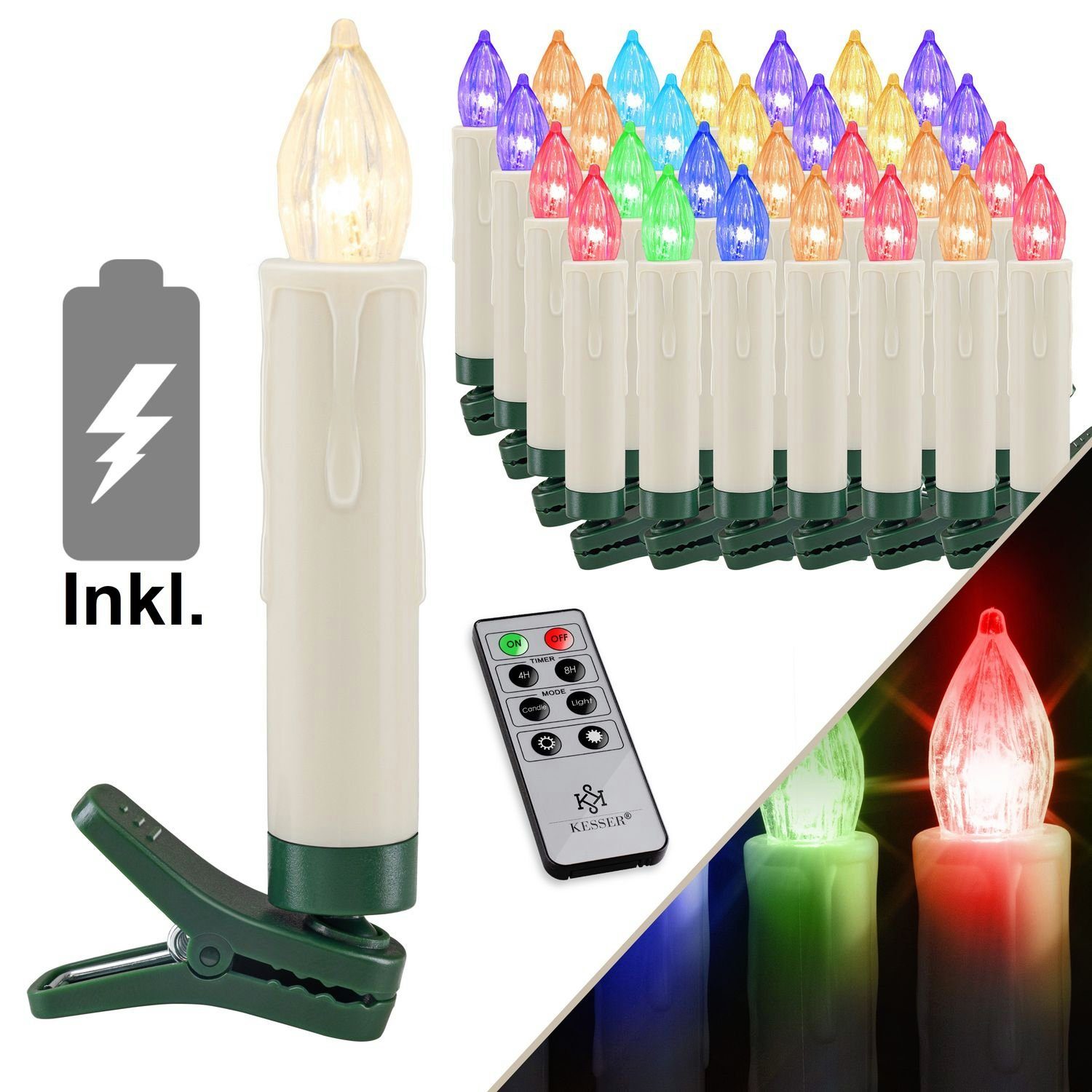 KESSER LEDKerze, Kerzen LED Weihnachtsbaum Inkl. Batterien Kabellos