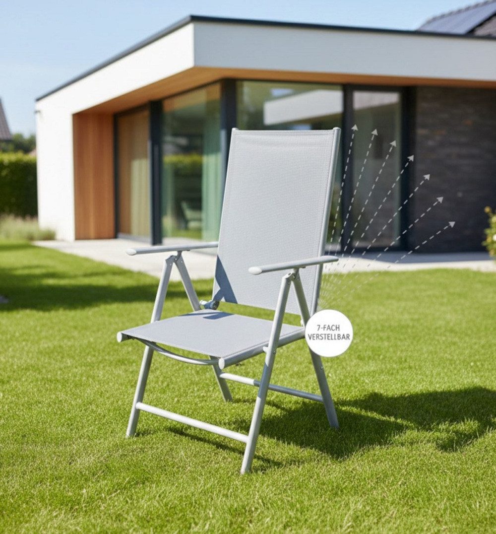 BruKa Gartenstuhl Set - 2 Stühle SYDNEY Grau Klappstuhl Stuhl Hochlehner klappbar – Bild 5 von 5