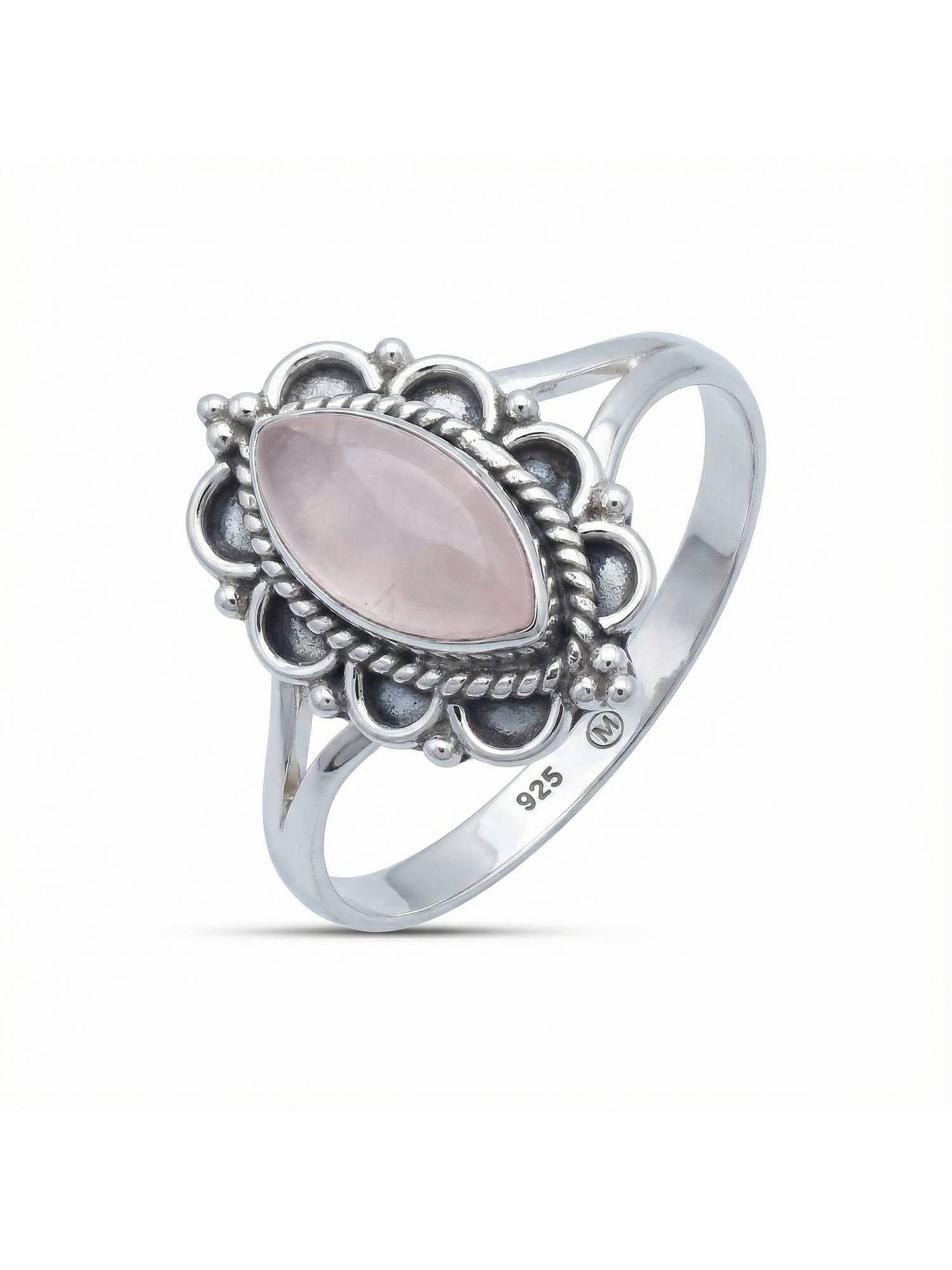 Silberring MALUHIA aus 925 Silber mit Rosenquarz