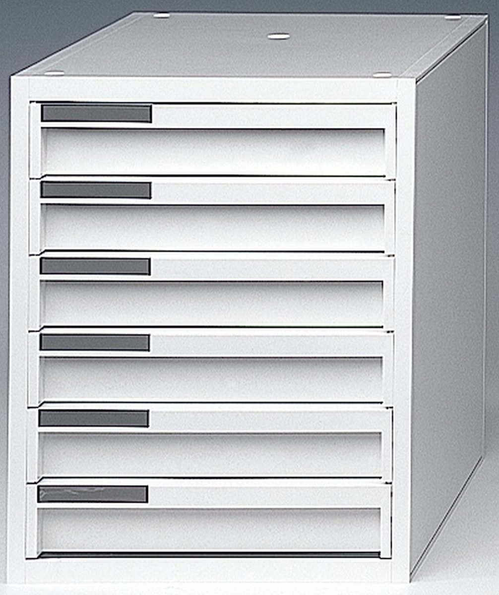 Organizer Schubladenbox styrokay 6 Schübe 29mm Front geschlossen weiß