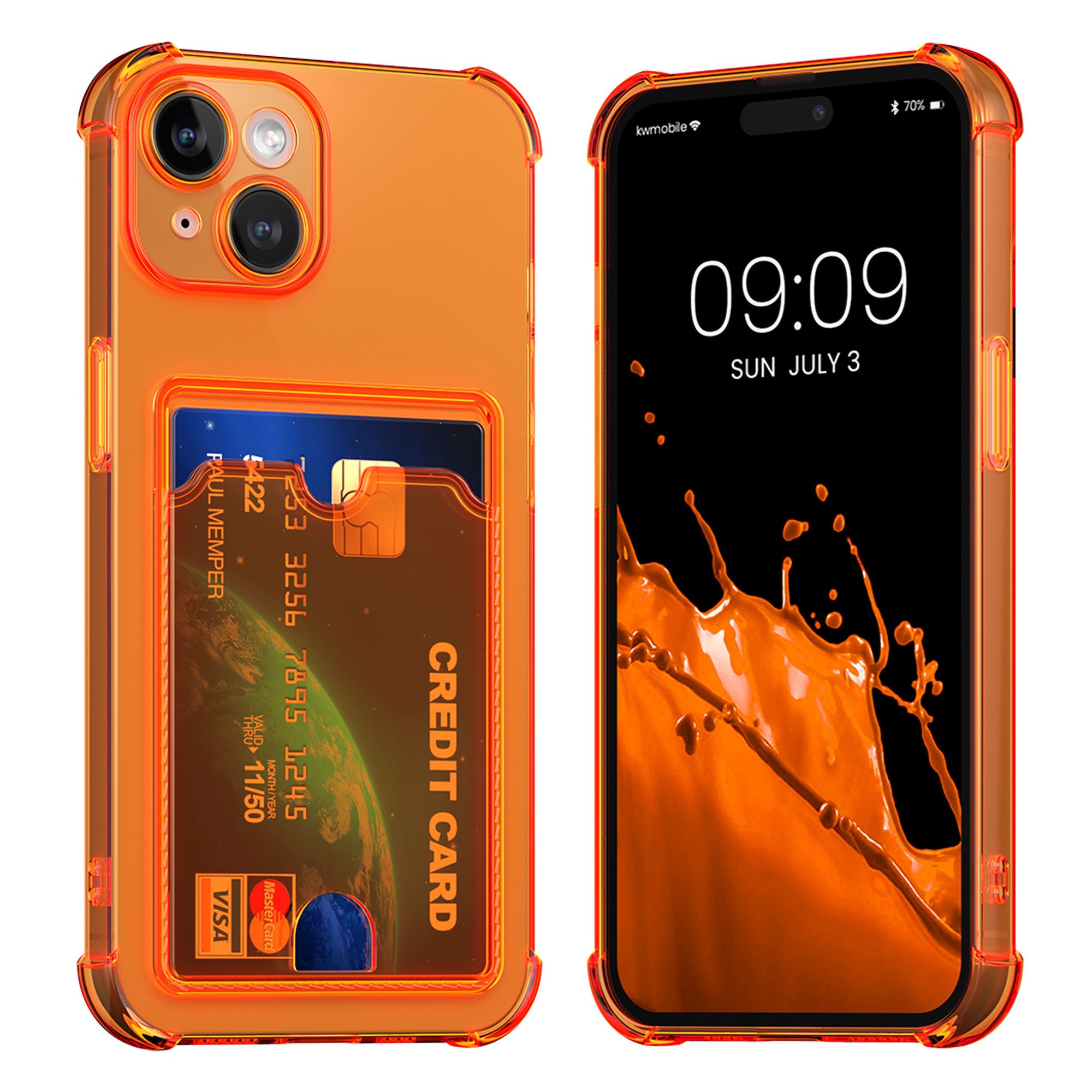 kwmobile Smartphone-Hülle Hülle mit Kartenfach für Apple iPhone 15, Handyhülle iPhone 15 mit Kartenfach Soft Case