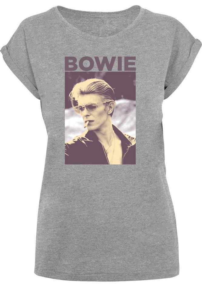 F4NT4STIC T-Shirt David Bowie Smoking Photograph Print, Das Model ist 170  cm groß und trägt Größe S