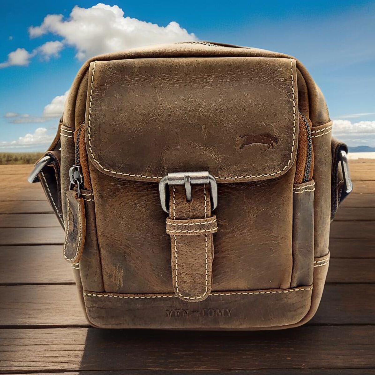 Ven Tomy Umhängetasche kleine Schultertasche Crossbag aus Büffelleder im vintage Look