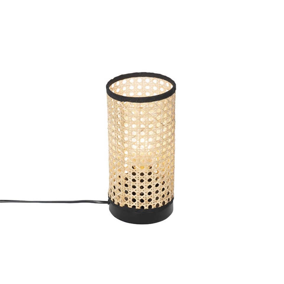 Qazqa Tischleuchte Kata, ohne Leuchtmittel, Warmweiß, QAZQA Tisch­leuchte, e27, Naturel, Rattan, Landhaus