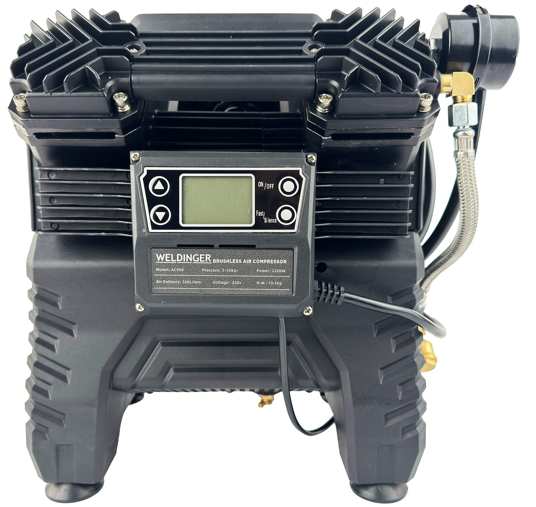WELDINGER Kompressor Flüsterkompressor FK 250 pro mini hohe Lieferleistung 2200 W 3-10 bar, 2200 W, max. 10 bar, Druckbereich 3-10 bar