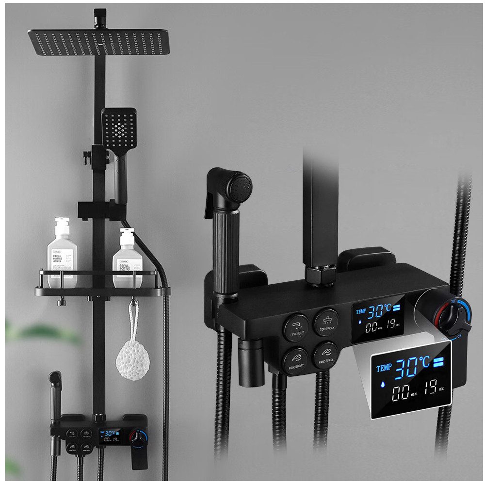 XERSEK Duschsystem Edelstahl Komplettset Duscharmatur Set, Duschsystem Schw günstig online kaufen