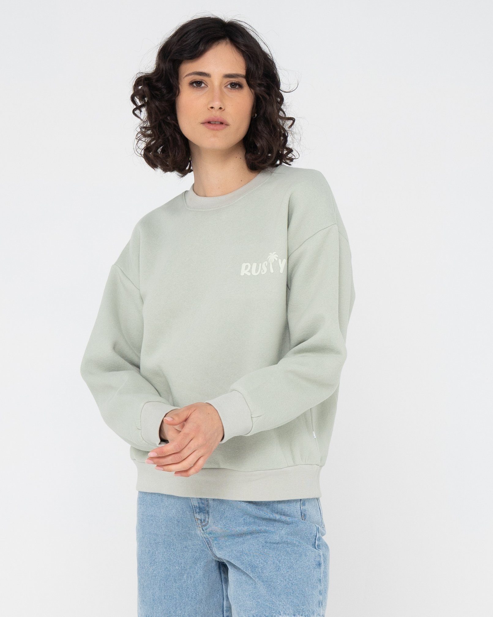 Rusty Sweatshirt RUSTY PALM RELAXED CREW FLEECE