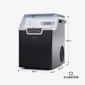 Klarstein Eiswürfelmaschine Wallberg nugget ice maker 12 kg black, Elektrischer Eiswürfelbereiter Eismachinen Wassertank