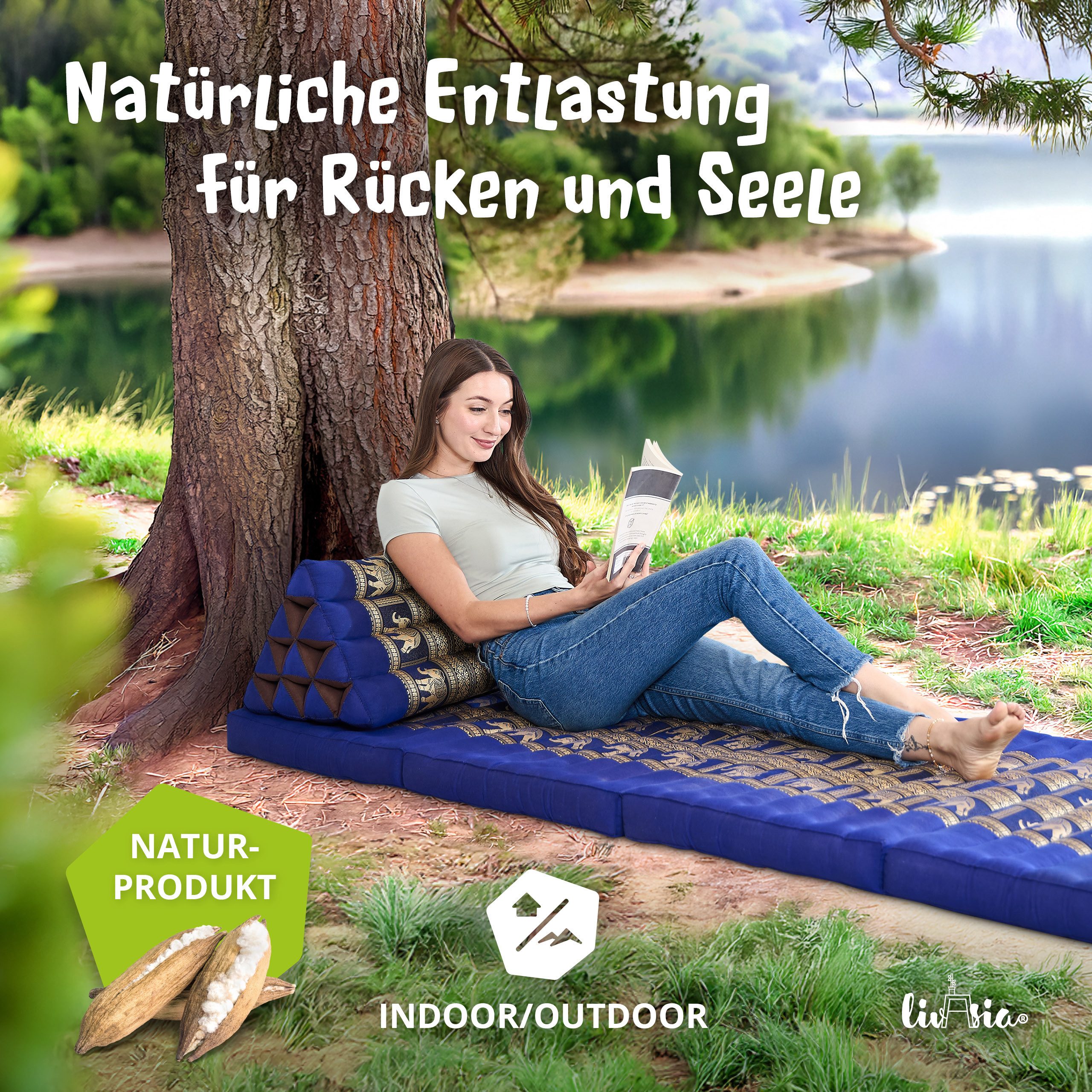 livasia Keilkissen Dreieckskissen (Deluxe) vegan und handgefertigt, 32x55x29cm, Kapok
