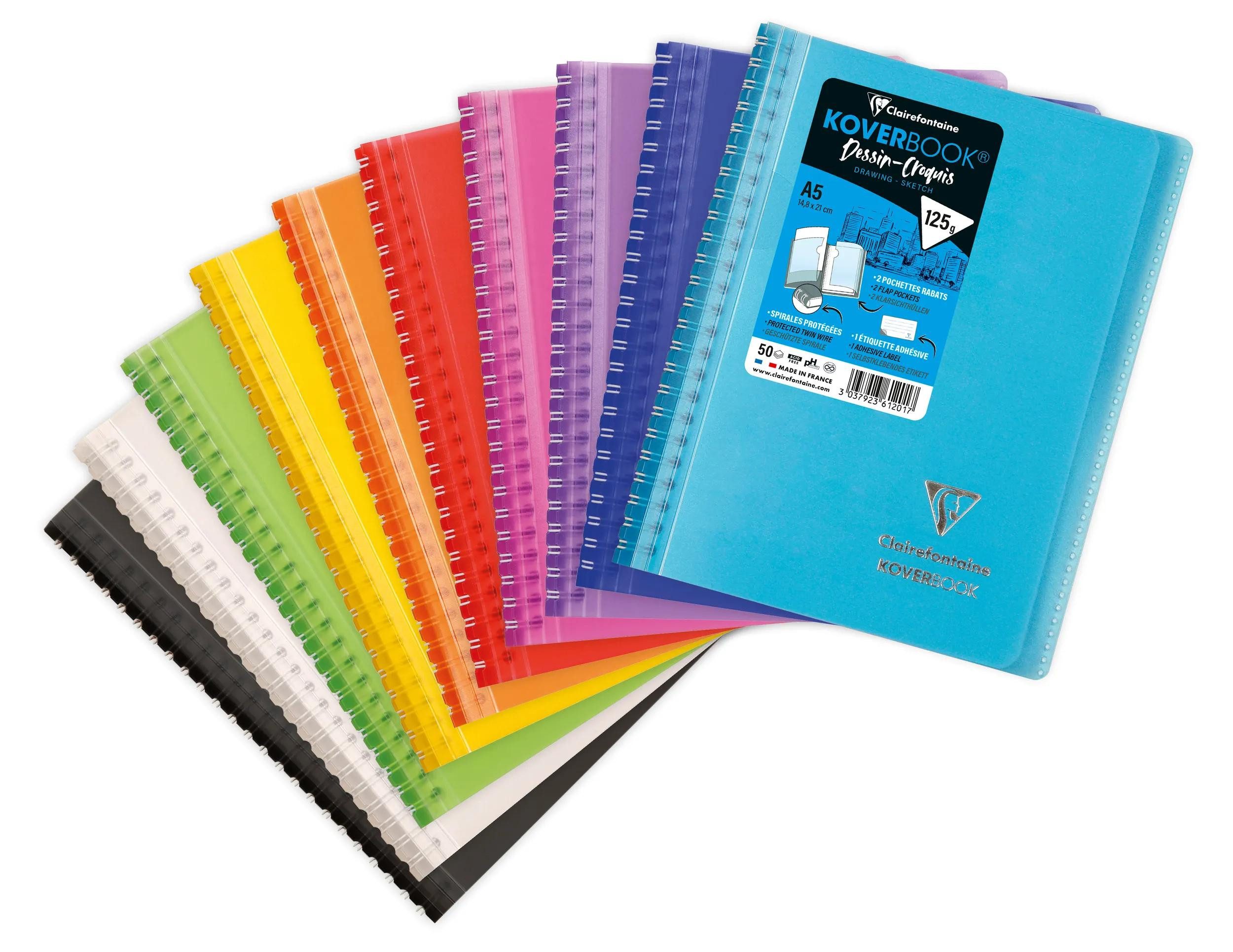 CLAIREFONTAINE Malvorlage 10x Zeichenblock/Skizzenblock A5, 50 Blatt weiß Sortiert 361201C