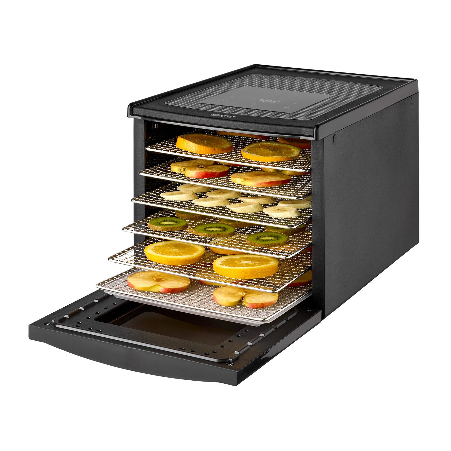 TZS FIRST AUSTRIA Dörrautomat Dörrgerät, digital, mit 24h-Timer und Temperaturregler 35-70°C 500 W, 6 Etagen, Dörrtablets aus Edelstahl, Dörrapparat mit Zeitschaltuhr