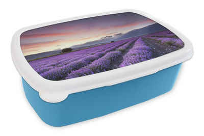 MuchoWow Lunchbox Sonnenuntergang über Lavendel, Kunststoff, (2-tlg), Brotdose für kindergarten, Vesperbox, Snackbox, Brotbox, Jungen