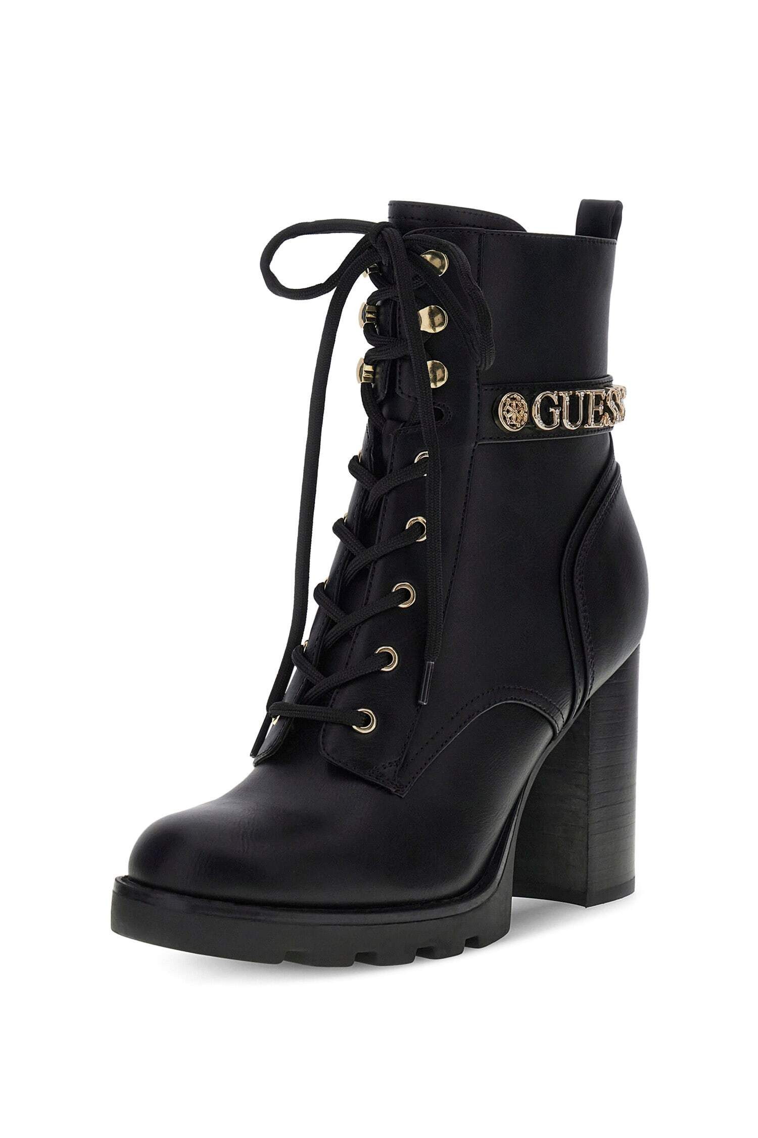 Guess NEELA Schnürstiefelette Ankleboots mit goldfarbenem GUESS-Logo am Schaft