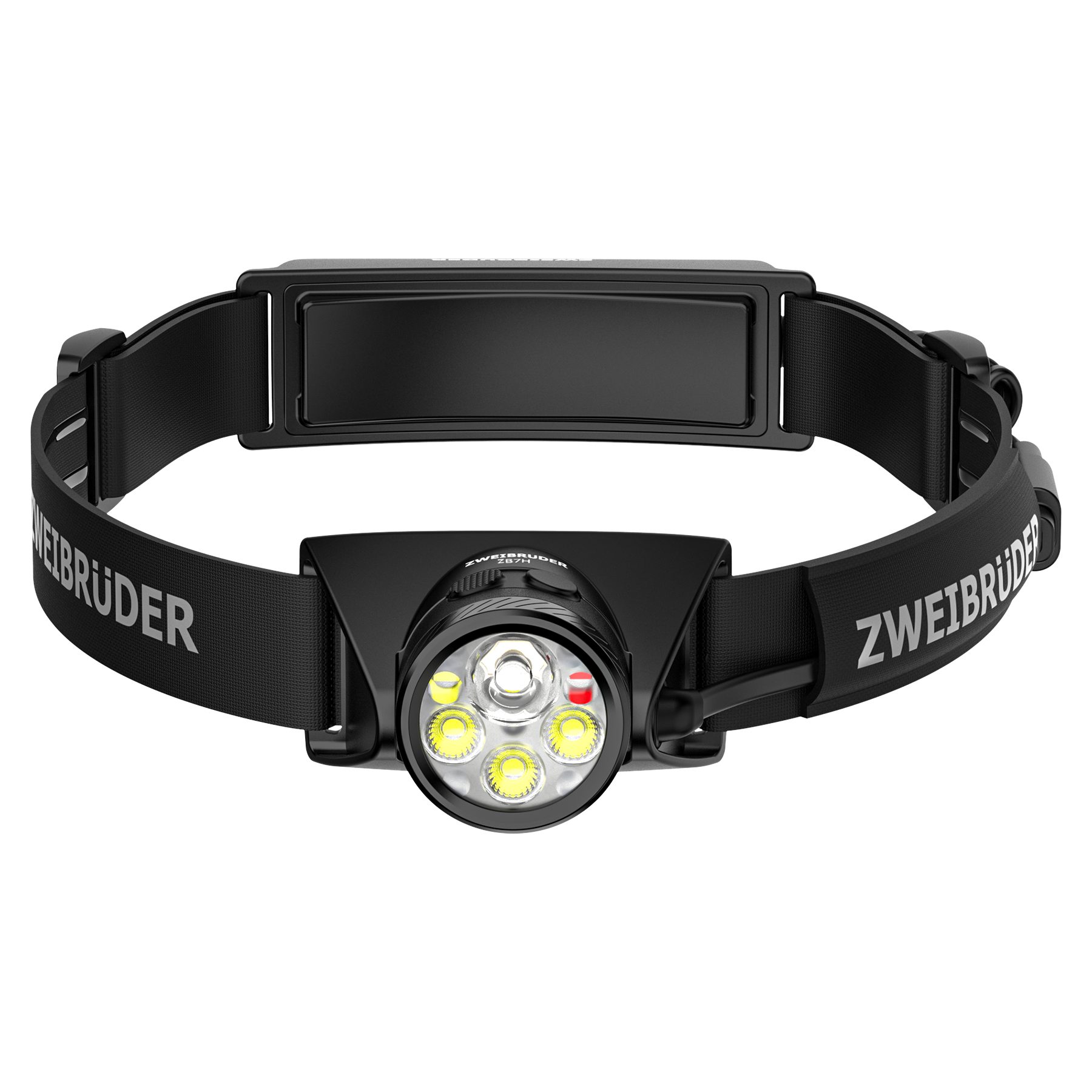 Zweibrüder LED Stirnlampe ZB7H, Focus-Function aufladbar / USB-C Aluminium Rotlicht + Rücklicht (rot)