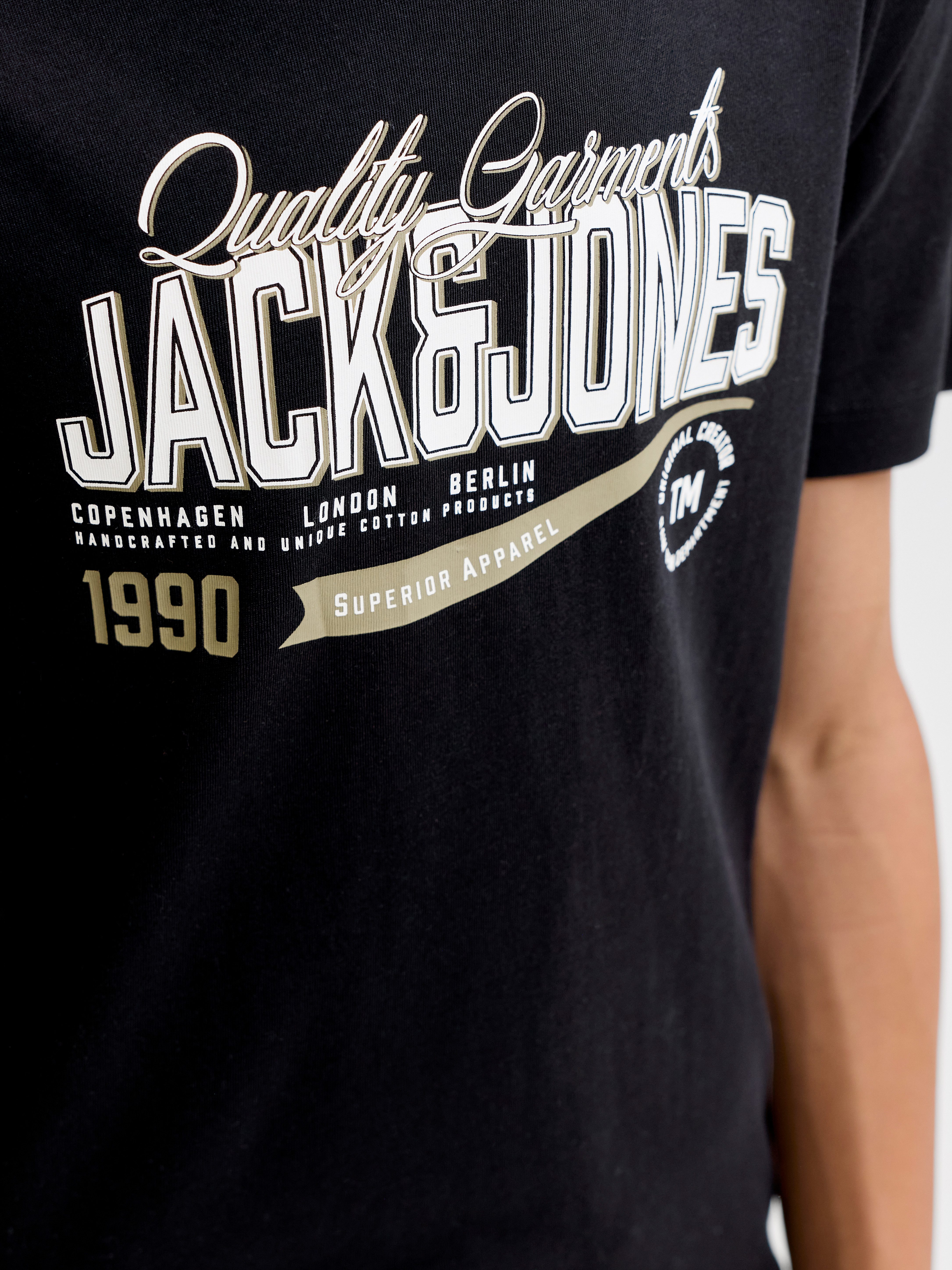 Jack & Jones Junior Rundhalsshirt JJELOGO TEE SS O-NECK 2 COL AW26 SN JNR Baumwolle, regular fit – Bild 3 von 5