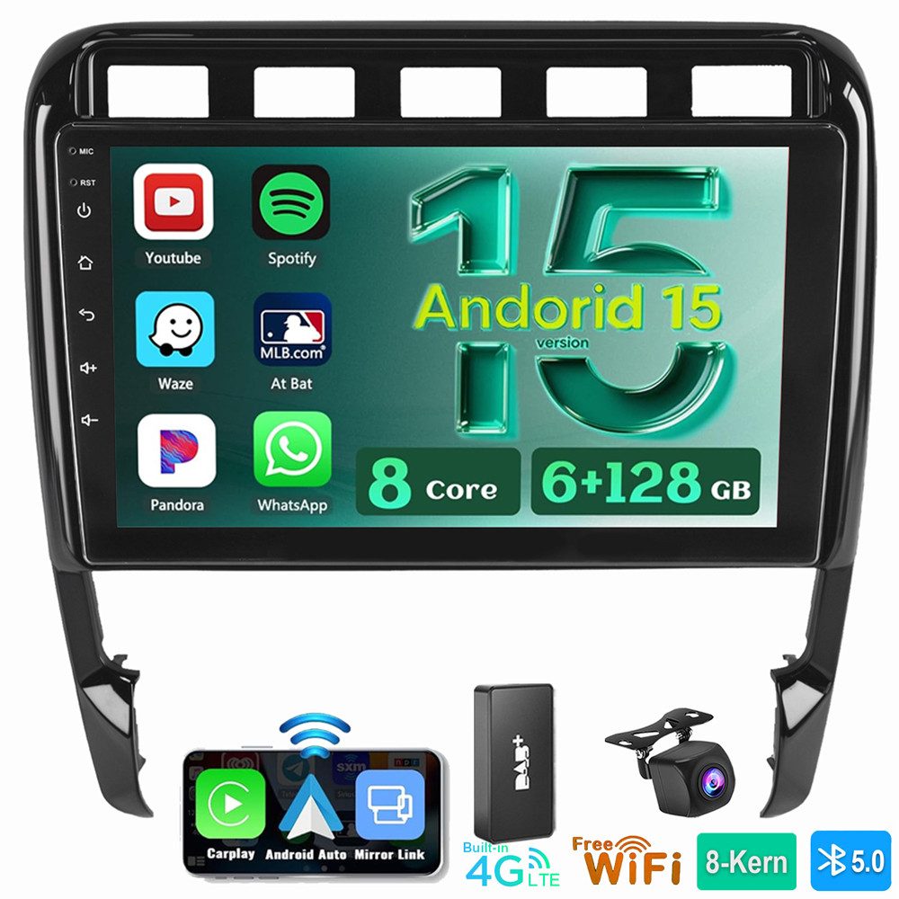 ESSGOO Für Porsche Cayenne 9PA 2002-2010 Android 15 Autoradio (Digitalradio (DAB), RDS, FM, AM, Apple Carplay Android Auto SWC EQ BT SWC)