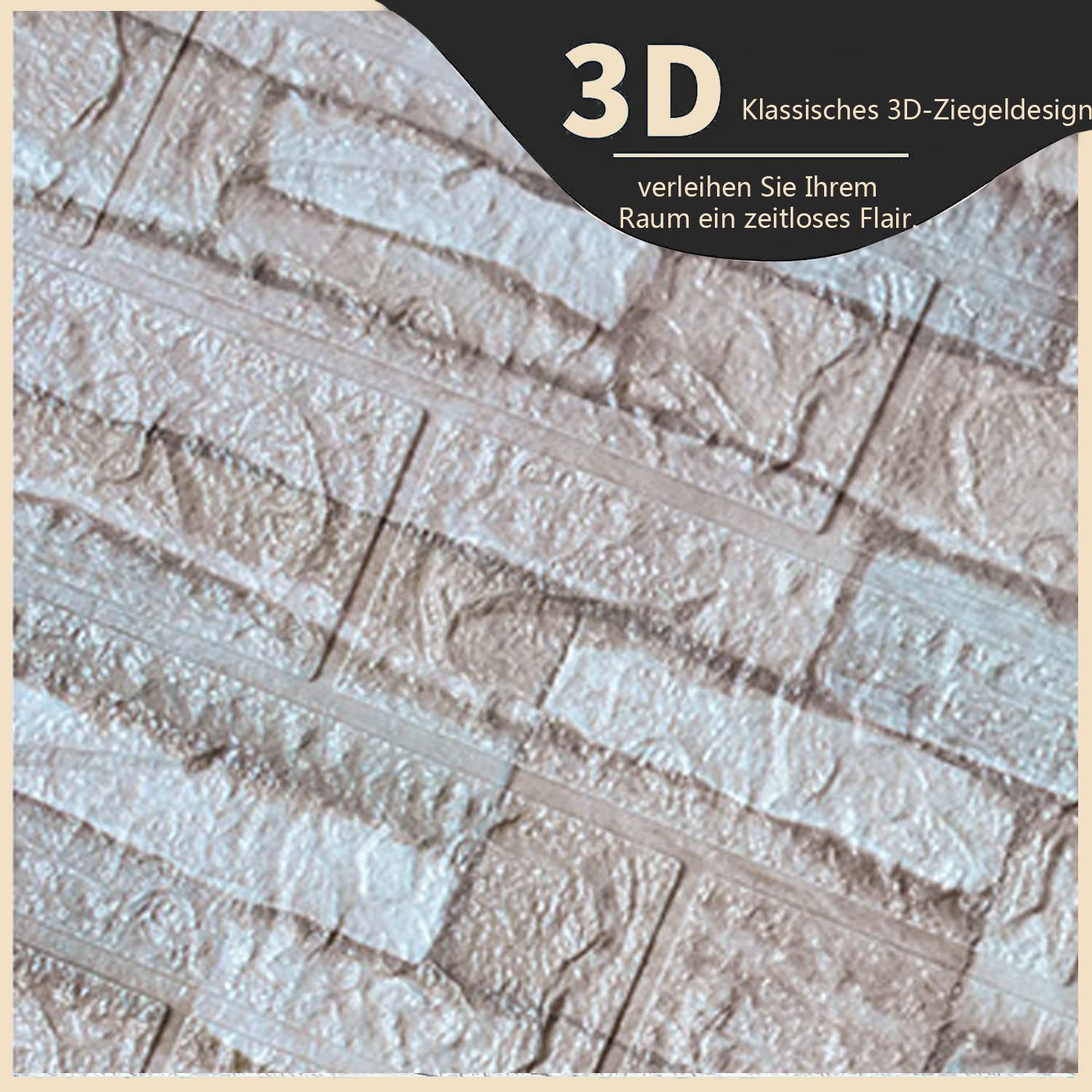 Minicloss 3D-Tapete 3D-Tapete,10 stück selbstklebende Wandpaneele 35x38.5 cm, (10 St), DIY Wandtapete, Geeignet für Küche, Bad, Schlafzimmer, Wohnzimmer
