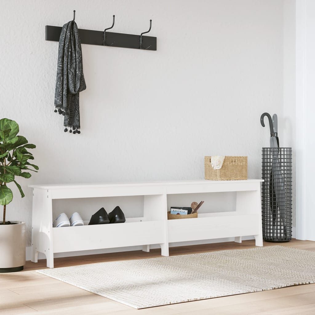 furnicato Truhenbank Flurbank aus massivem Kiefernholz, 160 x 28 x 45 cm, Weiß