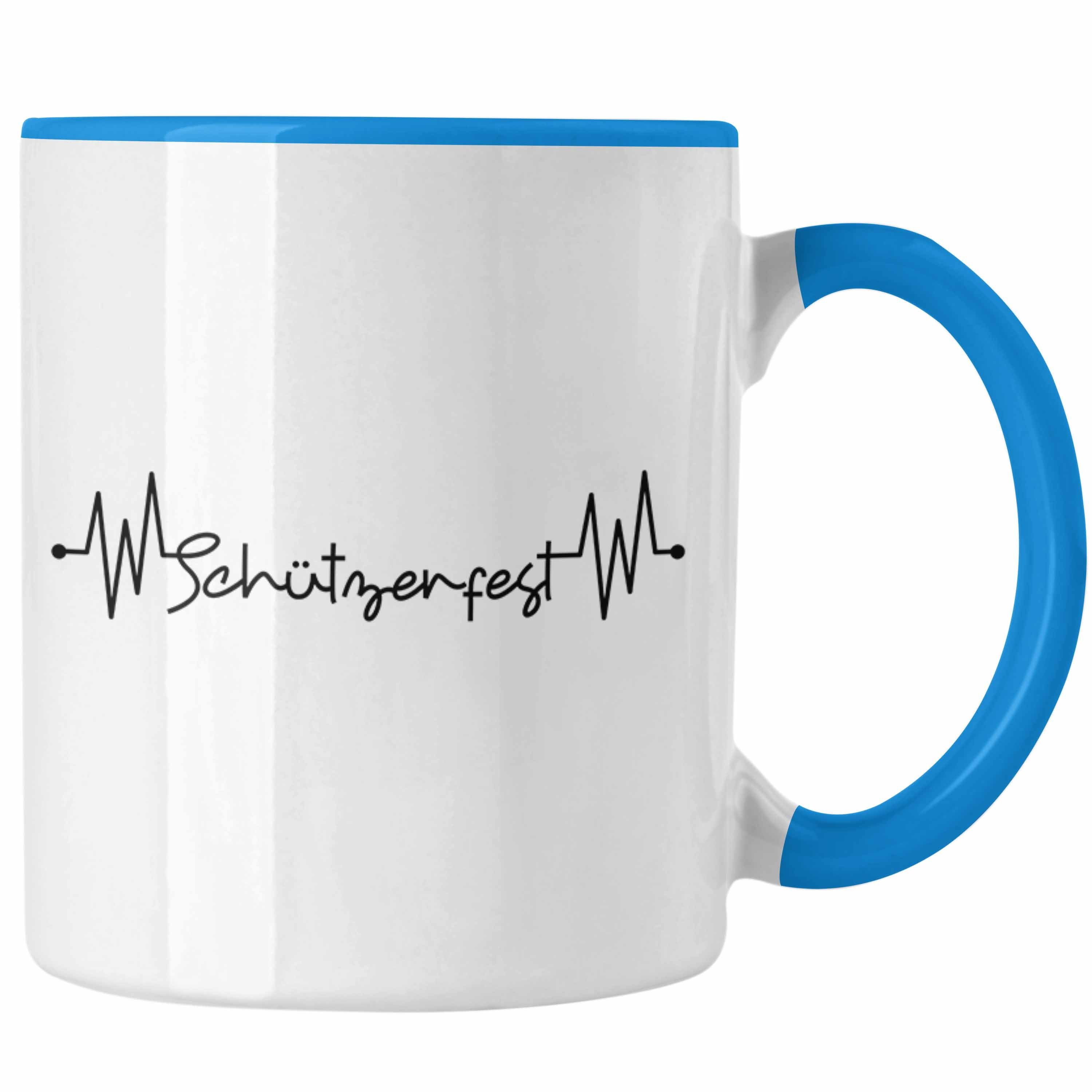 Tasse Blau Geschenk Kaffee-Bec Dorf-Fest Trendation Tasse Geschenkidee Schützenfest Schützen