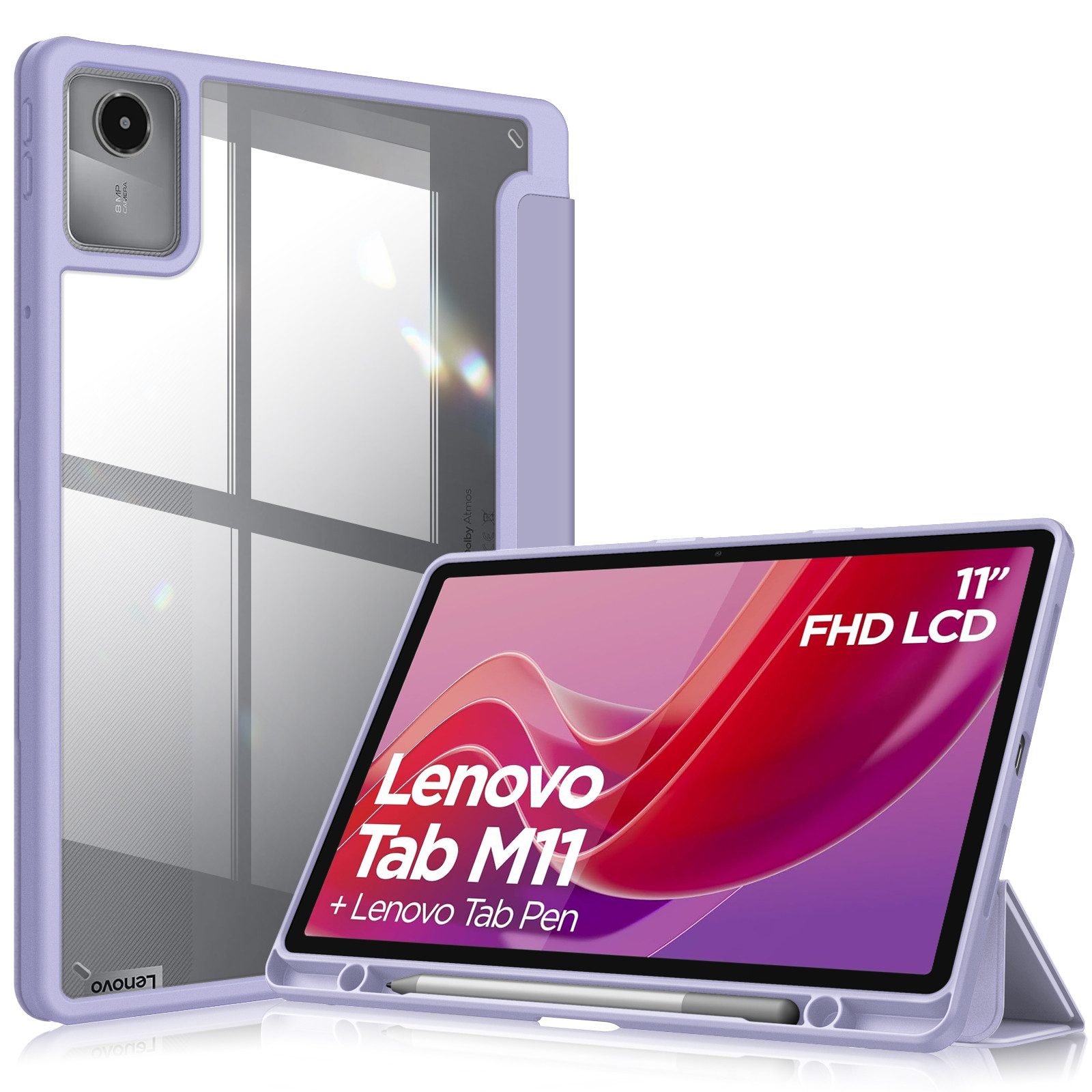 Fintie Tablet-Hülle mit Stifthalter für Lenovo Tab M11(TB330) 11 Zoll 2024, Stoßfest Hülle, mit transparenter Hartschale, Nicht für Lenovo Tab P11 11 Zoll