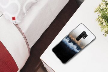 MuchoWow Handyhülle Abstrakt - Gold - Luxus - Blau, Phone Case, Handyhülle Xiaomi Redmi 9, Silikon, Schutzhülle