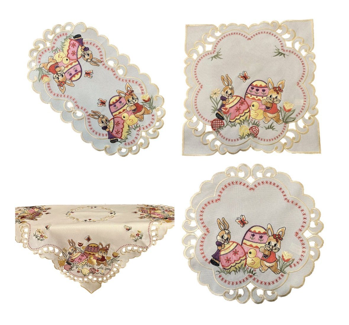 Westernlifestyle Tischdecke Osterdecke beige rosa Ostern Osterhasen Tischlä günstig online kaufen