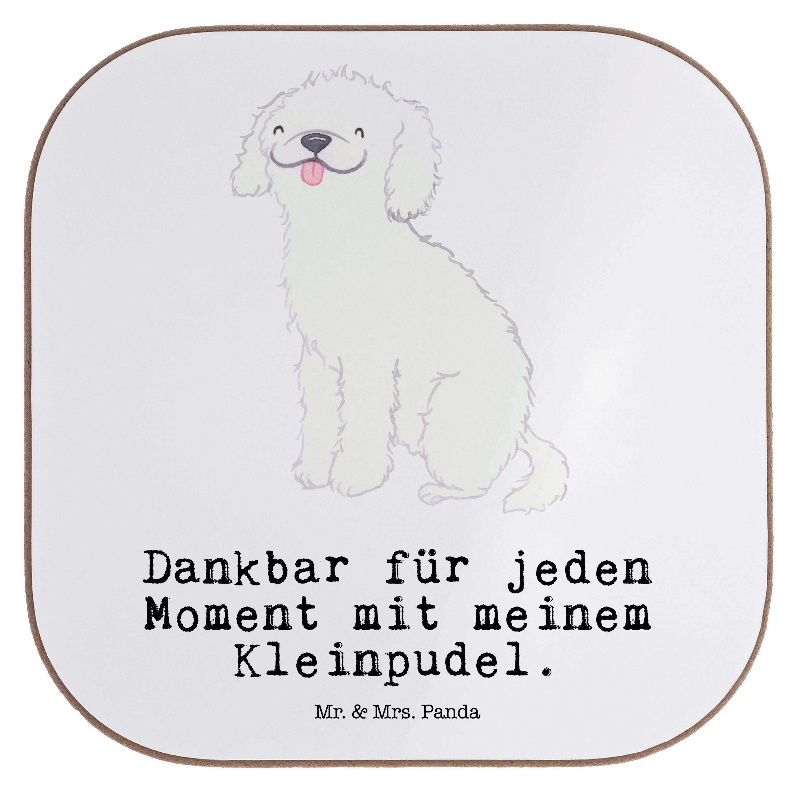 Mr. & Mrs. Panda Getränkeuntersetzer Kleinpudel Moment - Weiß - Geschenk, Hund, Getränkeuntersetzer, Bierd, 1-tlg.